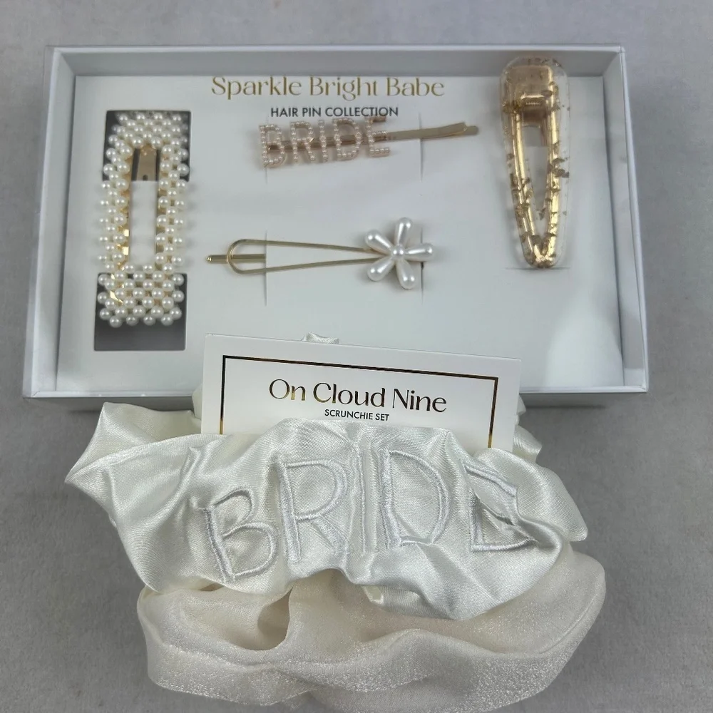NWT‎ Miss to Mrs sparkle bright babe hair pin collection and bride scrunchies